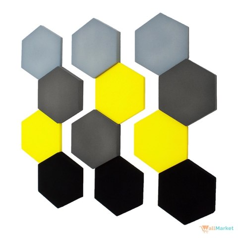 Panel akustyczny ścienny 3d WallMarket, Dekoracja ścienna 3d, Heksagon szary 32 x 27,7 x 3,5 cm