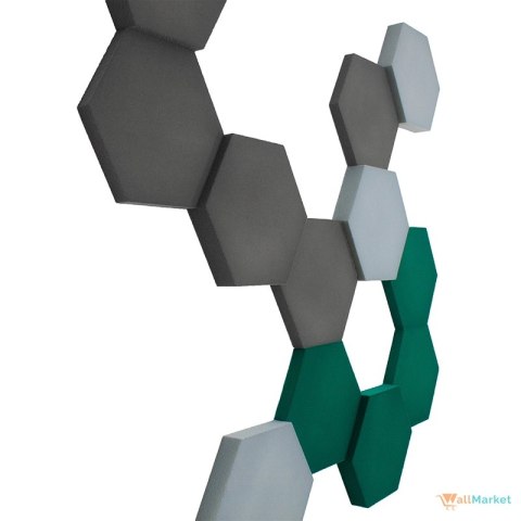 Panel akustyczny ścienny 3d WallMarket, Dekoracja ścienna 3d, Heksagon szary 32 x 27,7 x 3,5 cm