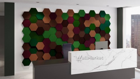 Panel akustyczny ścienny 3d WallMarket, Dekoracja ścienna 3d, Heksagon szary 32 x 27,7 x 3,5 cm