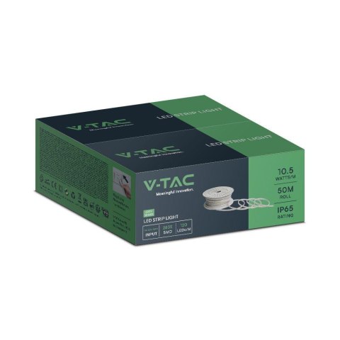 Taśma LED 230V V-TAC RĘKAW IP65 120LED/m 10,5W/m Rolka 50mb VT-2835 121-50M Kolor Zielony