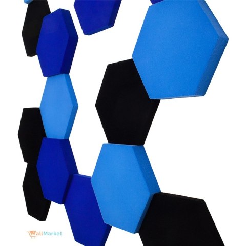 Panel akustyczny ścienny 3d WallMarket, Dekoracja ścienna 3d, Heksagon ciemnoniebieski 32 x 27,7 x 2,5 cm