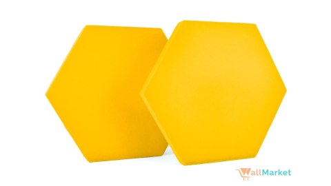 Miękki panel ścienny piankowy 3d WallMarket, Panel dekoracyjny wygłuszający 3d, Heksagon złoty 32 x 27,7 x 2,5 cm