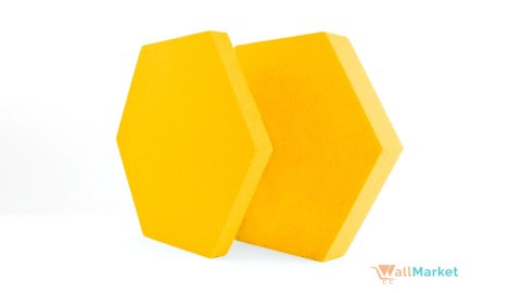 Miękki panel ścienny piankowy 3d WallMarket, Panel dekoracyjny wygłuszający 3d, Heksagon złoty 32 x 27,7 x 2,5 cm
