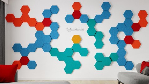 Miękki panel ścienny piankowy 3d WallMarket, Panel dekoracyjny wygłuszający 3d, Heksagon złoty 32 x 27,7 x 2,5 cm