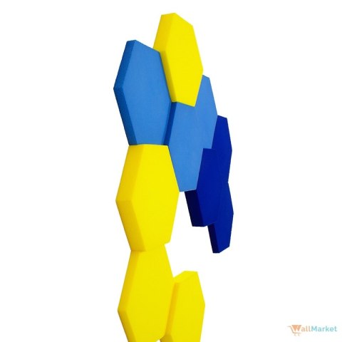 Miękki panel ścienny piankowy 3d WallMarket, Panel dekoracyjny wygłuszający 3d, Heksagon złoty 32 x 27,7 x 2,5 cm