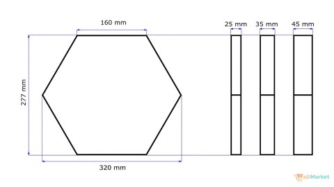 Miękki panel ścienny piankowy 3d WallMarket, Panel dekoracyjny wygłuszający 3d, Heksagon złoty 32 x 27,7 x 2,5 cm