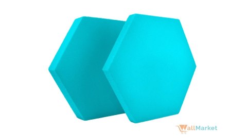 Panel akustyczny ścienny 3d WallMarket, Dekoracja ścienna 3d, Heksagon turkusowy 32 x 27,7 x 3,5 cm
