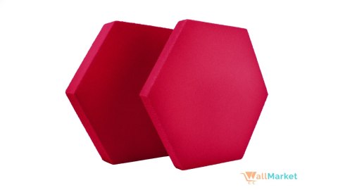 Panel akustyczny ścienny 3d WallMarket, Dekoracja ścienna 3d, Heksagon wiśniowy 32 x 27,7 x 2,5 cm