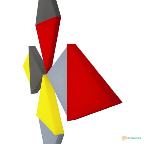 Panel akustyczny ścienny 3d WallMarket, Dekoracja ścienna 3d, Trójkąt czerwony 32 x 27,7 x 3,5 cm