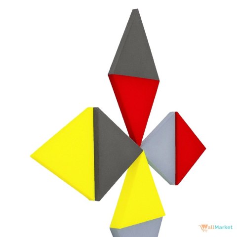 Panel akustyczny ścienny 3d WallMarket, Dekoracja ścienna 3d, Trójkąt czerwony 32 x 27,7 x 3,5 cm
