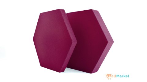 Wysokiej klasy akustyczny panel ścienny 3d WallMarket, Dekoracyjny panel 3d, Heksagon bordowy 32 x 27,7 x 2,5 cm