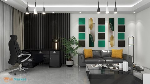 Akustyczne panele ścienne 3d WallMarket, Panel piankowy 3d, Kwadrat karmelowy 32 x 32 x 4,5 cm