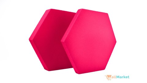 Panel akustyczny ścienny 3d WallMarket, Dekoracja ścienna 3d, Heksagon neonowy róż 32 x 27,7 x 2,5 cm