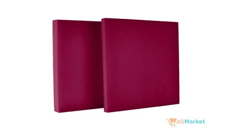 Panel ścienny 3d akustyczny WallMarket, Dekoracja ścienna 3d, Kwadrat bordowy 32 x 32 x 2,5 cm