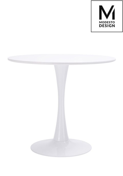 MODESTO stół TULIP FI 90 biały - MDF, podstawa metalowa MODESTO stół TULIP FI 90 biały - MDF, podstawa metalowa