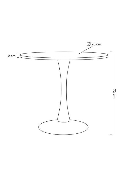 MODESTO stół TULIP FI 90 biały - MDF, podstawa metalowa MODESTO stół TULIP FI 90 biały - MDF, podstawa metalowa