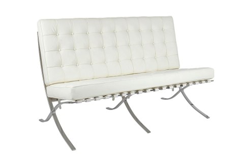 Sofa dwuosobowa BARCELON PRESTIGE PLUS biała - włoska skóra naturalna, stal Sofa dwuosobowa BARCELON PRESTIGE PLUS biała - włoska skóra naturalna, stal