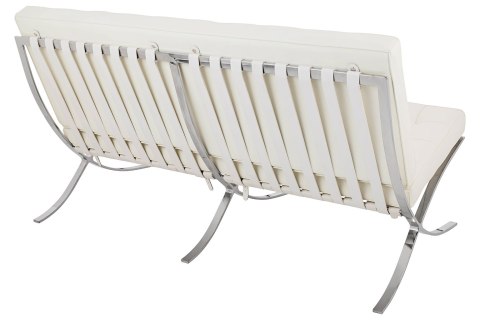 Sofa dwuosobowa BARCELON PRESTIGE PLUS biała - włoska skóra naturalna, stal Sofa dwuosobowa BARCELON PRESTIGE PLUS biała - włoska skóra naturalna, stal