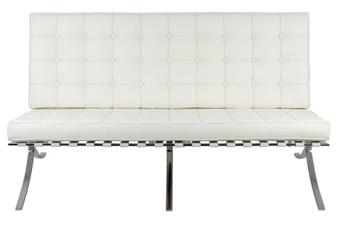 Sofa dwuosobowa BARCELON PRESTIGE PLUS biała - włoska skóra naturalna, stal Sofa dwuosobowa BARCELON PRESTIGE PLUS biała - włoska skóra naturalna, stal