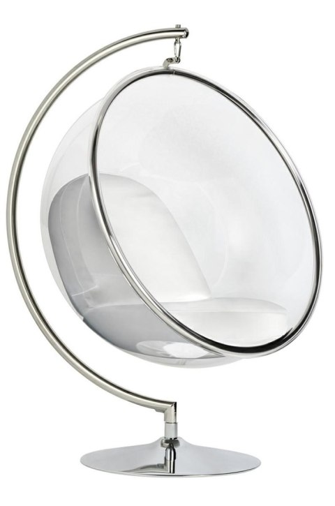 Fotel BUBBLE STAND poduszka biała - podstawa chrom, korpus akryl, poduszka ekoskóra Fotel BUBBLE STAND poduszka biała - podstawa chrom, korpus akryl, poduszka ekoskóra