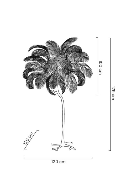 Lampa podłogowa TIFFANY 175 czarna mosiądz / naturalne pióra