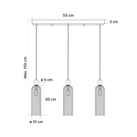 Lampa Dekoracyjna Wisząca AM202 3xE14 Złota REGINA