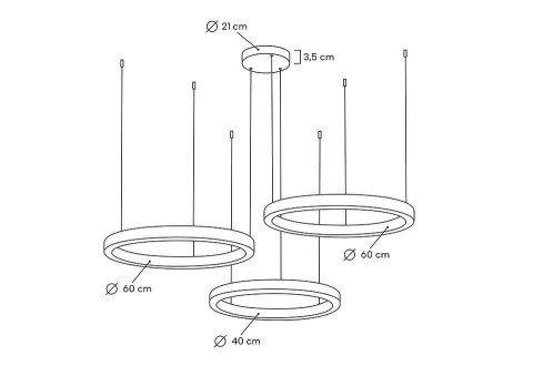 MOOSEE lampa wisząca RING 40 + 60 + 60 złota na jednej podsufitce MOOSEE lampa wisząca RING 40 + 60 + 60 złota na jednej podsufitce