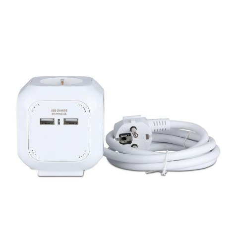 Przedłużacz Kostka 4 gniazda 2 gniazda USB 1.55MM 1.4M V-TAC VT-1154-2 Przedłużacz Kostka 4 gniazda 2 gniazda USB 1.55MM 1.4M V-TAC VT-1154-2