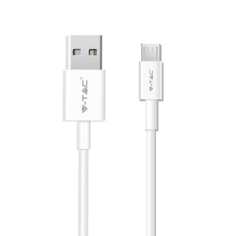 Przewód Micro USB V-TAC 1M Biały Seria Srebrna VT-5321 Przewód Micro USB V-TAC 1M Biały Seria Srebrna VT-5321