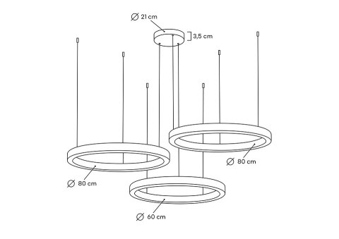 MOOSEE lampa wisząca RING 60 + 80 + 80 złota na jednej podsufitce MOOSEE lampa wisząca RING 60 + 80 + 80 złota na jednej podsufitce