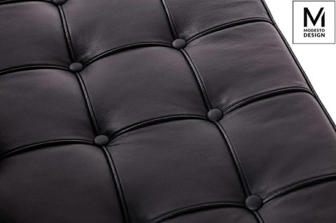 MODESTO sofa dwuosobowa BARCELON czarna - ekoskóra, stal polerowana MODESTO sofa dwuosobowa BARCELON czarna - ekoskóra, stal polerowana