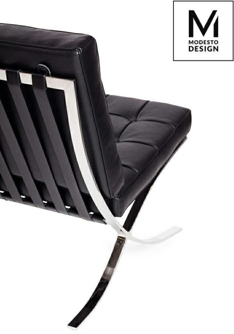 MODESTO sofa dwuosobowa BARCELON czarna - ekoskóra, stal polerowana MODESTO sofa dwuosobowa BARCELON czarna - ekoskóra, stal polerowana