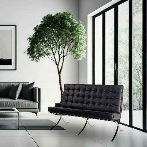 MODESTO sofa dwuosobowa BARCELON czarna - ekoskóra, stal polerowana MODESTO sofa dwuosobowa BARCELON czarna - ekoskóra, stal polerowana