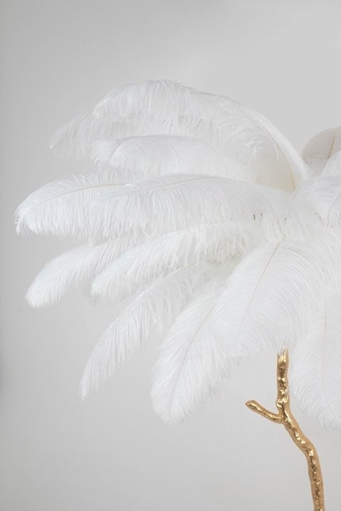 MOOSEE lampa podłogowa TIFFANY 175 biała mosiądz / naturalne pióra