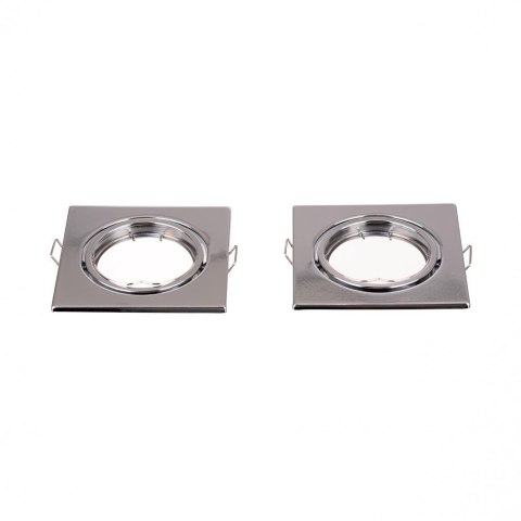 Oczko V-TAC GU10 Kwadrat Ruchome Chrom (Opak. 2 szt) VT-817-SQ-CH 3 Lata Gwarancji
