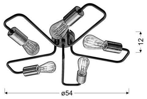 HERPE LAMPA SUFITOWA 5X60W E27 CZARNY HERPE LAMPA SUFITOWA 5X60W E27 CZARNY