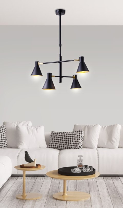 LESS LAMPA WISZĄCA 4X40W E14 CZARNY MATOWY