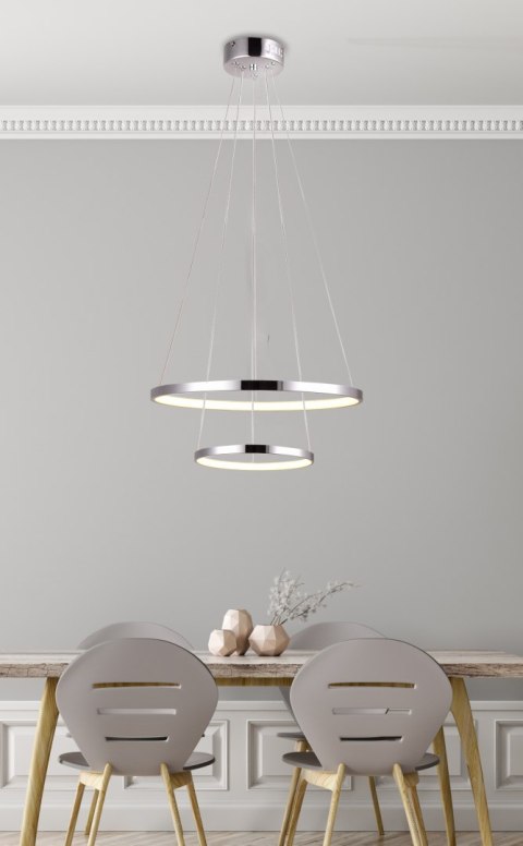 LUNE LAMPA WISZĄCA 50 OKRĄGŁY PODWÓJNY 40W LED 4000K CHROM LUNE LAMPA WISZĄCA 50 OKRĄGŁY PODWÓJNY 40W LED 4000K CHROM