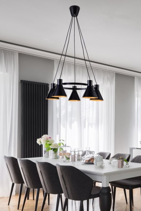 MORE LAMPA WISZĄCA 5X40W E27 CZARNY MATOWY