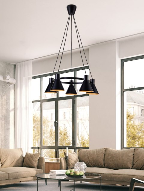 MORE LAMPA WISZĄCA 5X40W E27 CZARNY MATOWY