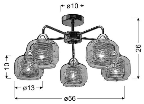 RAY LAMPA SUFITOWA 5X40W E14 CHROM RAY LAMPA SUFITOWA 5X40W E14 CHROM