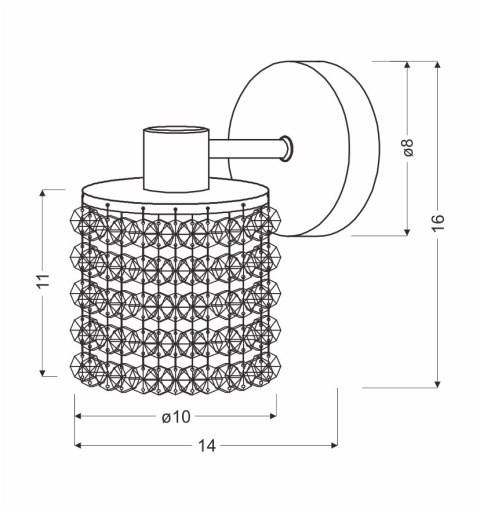 ROYAL LAMPA KINKIET 1X40W G9 CHROM+KRYSZTAŁKI CZARNE ROYAL LAMPA KINKIET 1X40W G9 CHROM+KRYSZTAŁKI CZARNE