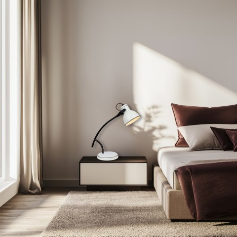 ZUMBA LAMPKA GABINETOWA SZTYCA SKOS 1X40W E14 BIAŁY+CZARNY