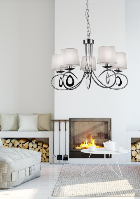 ARNIKA LAMPA WISZĄCA 5X40W E14 CHROM / BIAŁY ARNIKA LAMPA WISZĄCA 5X40W E14 CHROM / BIAŁY