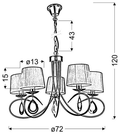ARNIKA LAMPA WISZĄCA 5X40W E14 CHROM / BIAŁY ARNIKA LAMPA WISZĄCA 5X40W E14 CHROM / BIAŁY