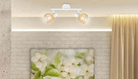 ATARRI LAMPA SUFITOWA LISTWA 2X25W E14 BIAŁY+DREWNO ATARRI LAMPA SUFITOWA LISTWA 2X25W E14 BIAŁY+DREWNO