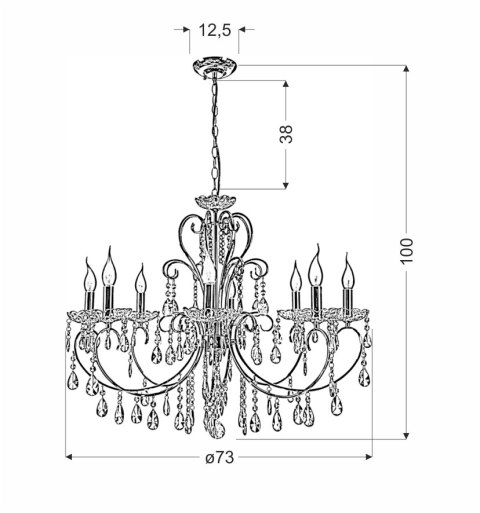 AURORA LAMPA WISZĄCA 8*40W E14 CHROM AURORA LAMPA WISZĄCA 8*40W E14 CHROM