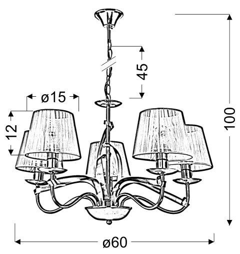 DIVA LAMPA WISZĄCA 5X40W E14 CHROM/ZŁOTY DIVA LAMPA WISZĄCA 5X40W E14 CHROM/ZŁOTY