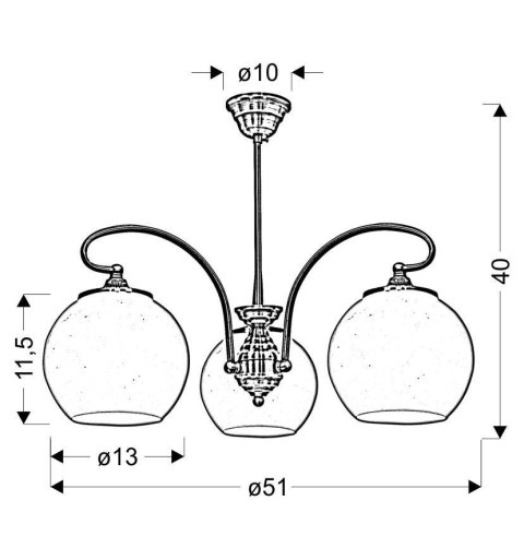 ORBIT LAMPA WISZĄCA 3X60W E27 PATYNOWA MIEDŹ ORBIT LAMPA WISZĄCA 3X60W E27 PATYNOWA MIEDŹ
