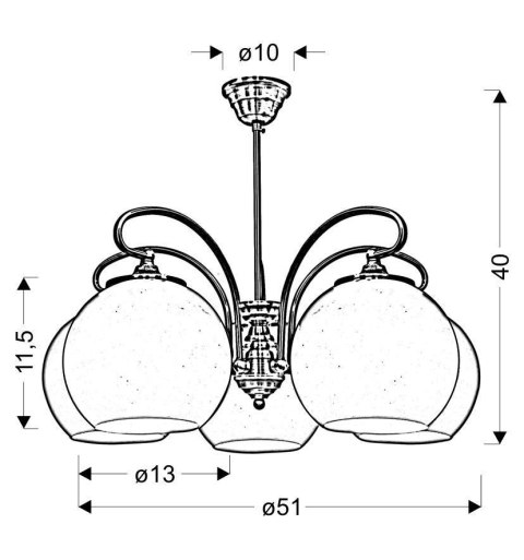 ORBIT LAMPA WISZĄCA 5X60W E27 PATYNOWA MIEDŹ ORBIT LAMPA WISZĄCA 5X60W E27 PATYNOWA MIEDŹ